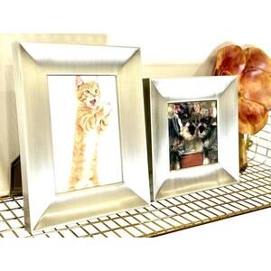 Old Town Designer Brushed Metal Picture Frames Set of 2 – Rectangular & Square